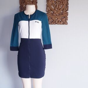 Fila Women's Teal, White, and Navy Pencil Skirt
